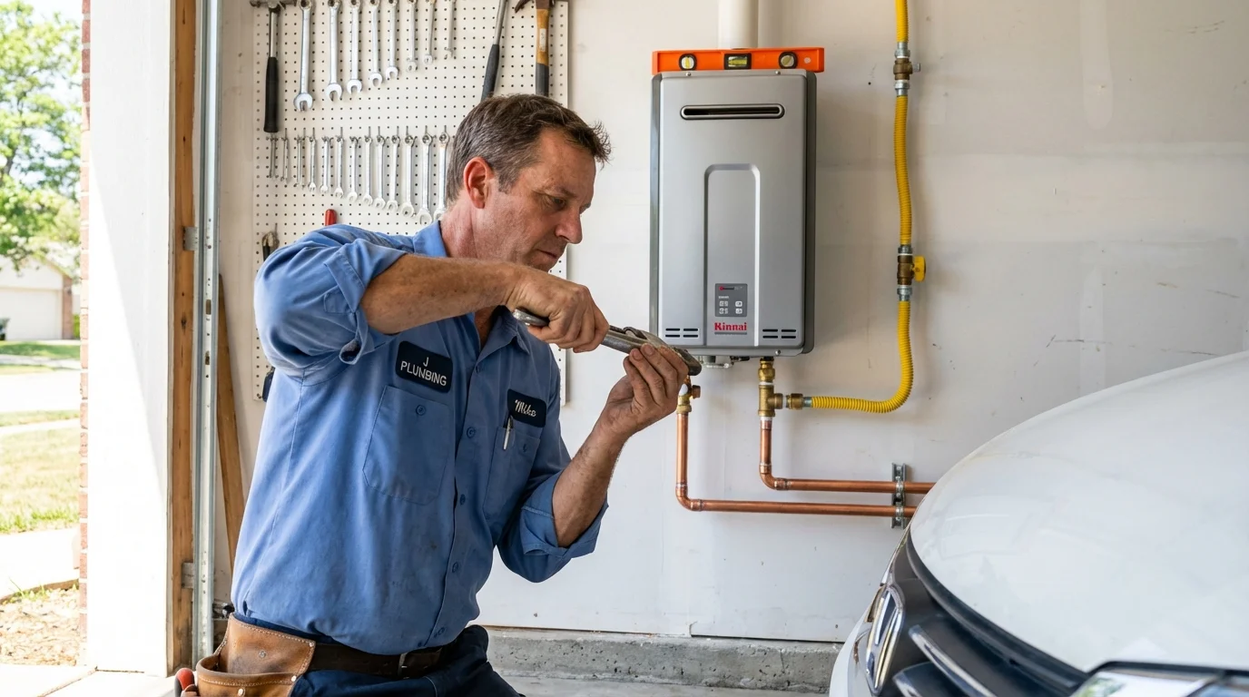 Tankless water heater installation by a Johns Plumbing LLC plumber in Pitcairn